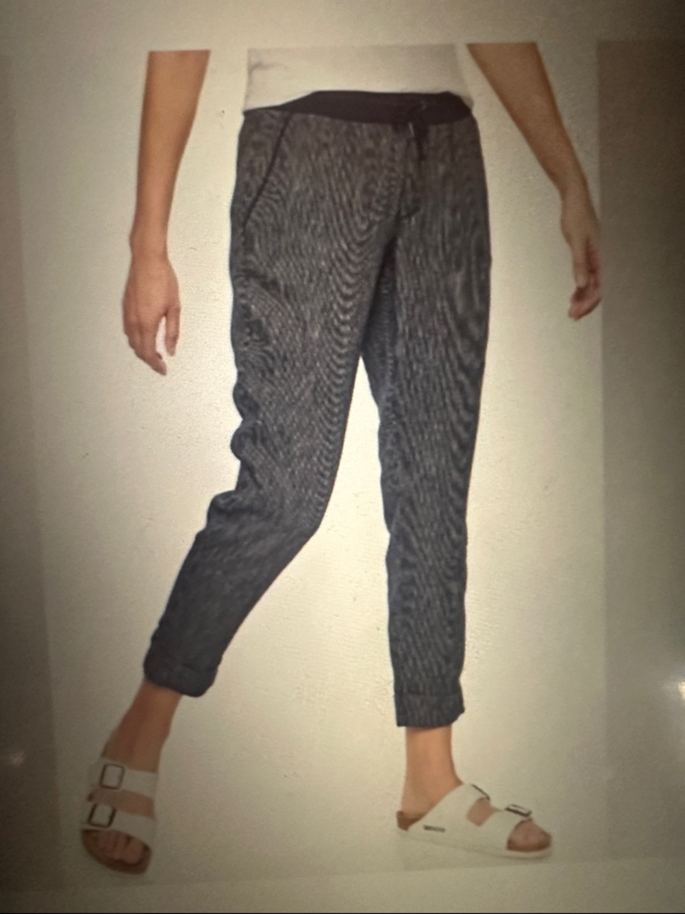 Athleta Navy Pinstripe Drawstring Bali Linen Joggers, size 14